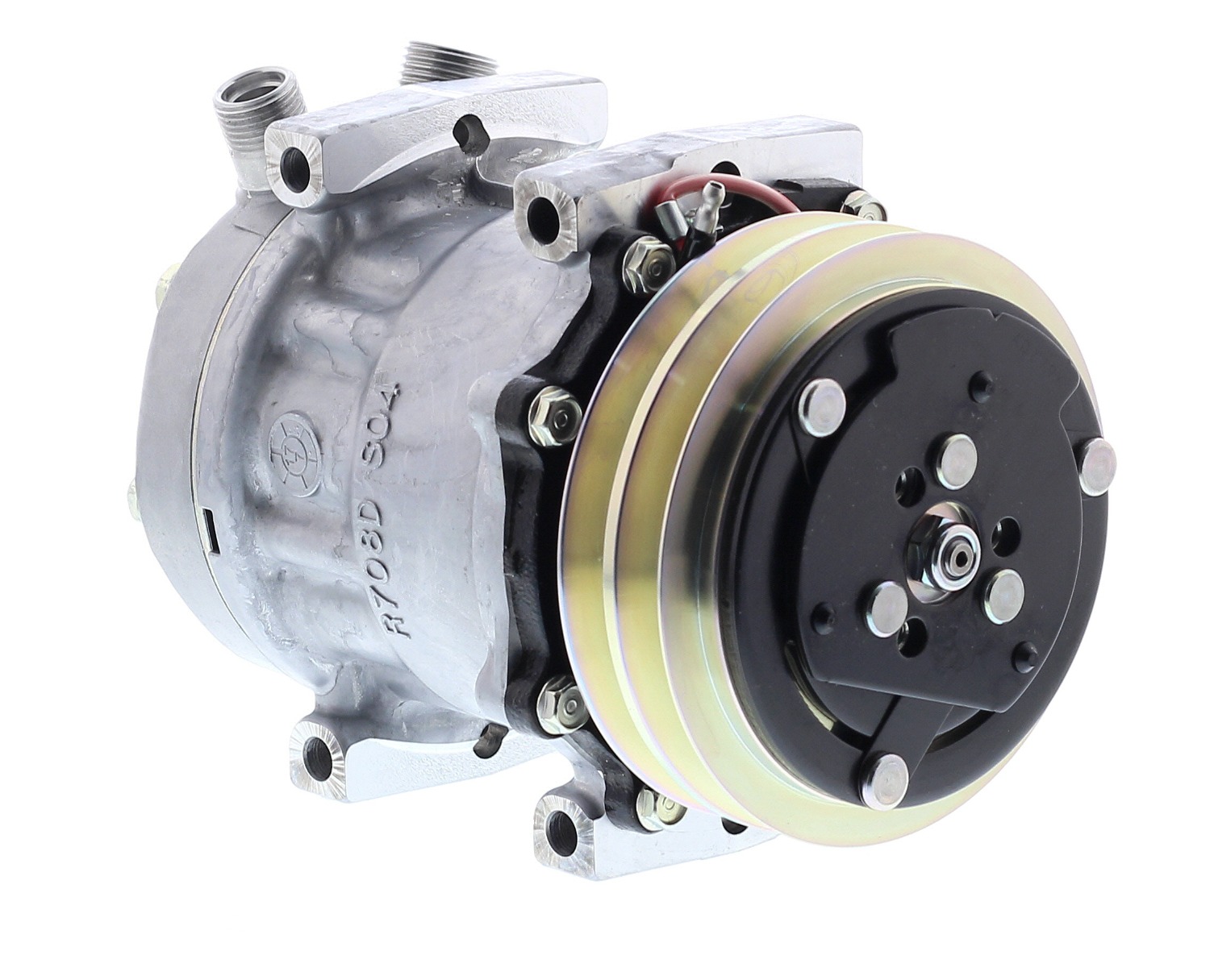 COMPRESOR DE AC AMERICAN AIR 7H13 2A 12V 125MM MONTAJE DIRECTO TAPA JD/JE/FC 7321 SANDEN - 6