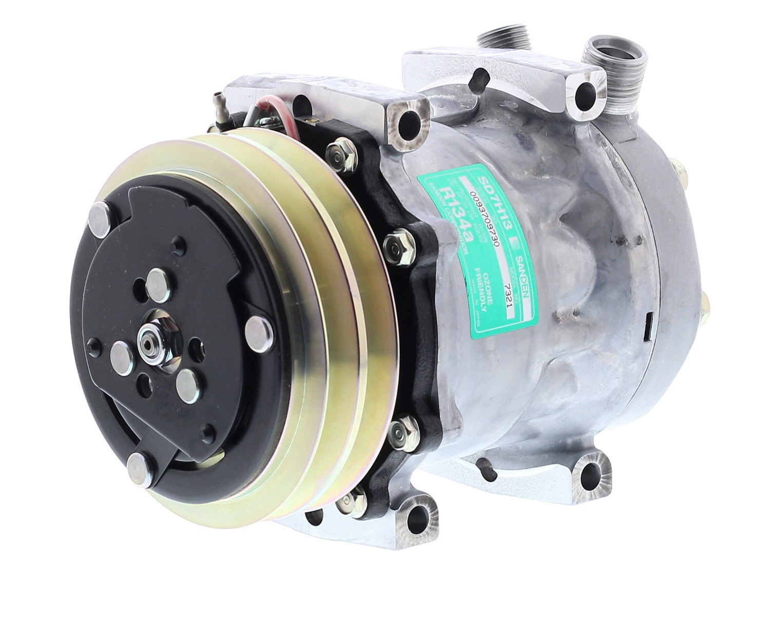 COMPRESOR DE AC AMERICAN AIR 7H13 2A 12V 125MM MONTAJE DIRECTO TAPA JD/JE/FC 7321 SANDEN - 8