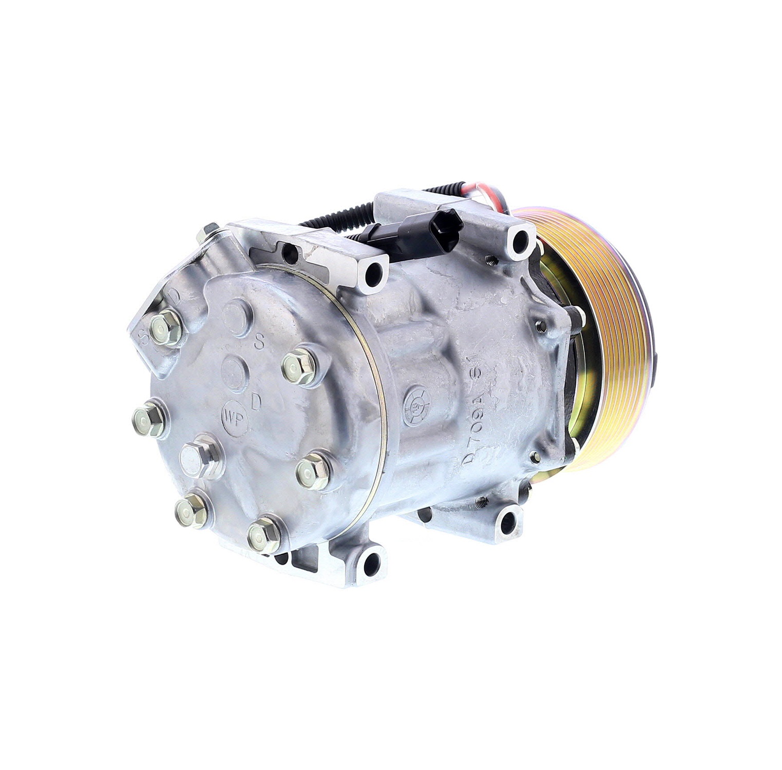 COMPRESOR DE AC AMERICAN AIR 7H15 12V 8PK 119MM CORTO MONTAJE DIRECTO TAPA WP 8203 SANDEN - 4