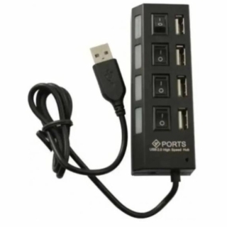 CARGADOR HUB USB 4 PUERTOS INDEPENDIENTES CON INTERRUPTOR Y LED - 1