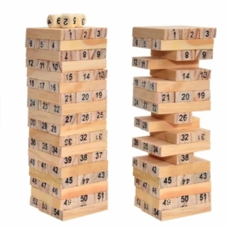 JUEGO DE MESA MADERA 48 PIEZAS BLOQUES DE MADERA - 1
