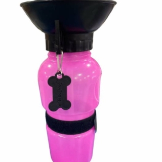 DISPENSADOR AGUA BOTELLA PASEO VIAJE PARA PERRO MASCOTA ROSA - 1