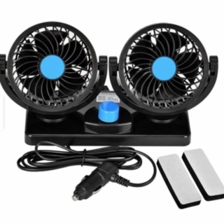 VENTILADOR DOBLE PARA AUTO 2 VELOCIDADES 360 GRADO - 1