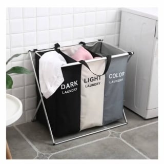 CESTO PLEGABLE ROPA SUCIA CANASTO CON 3 SEPARACIONES - 1