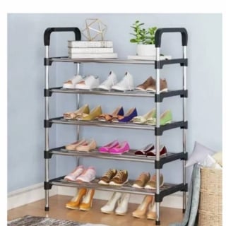 ZAPATERO ORGANIZADOR 5 PISOS ESTANTE ZAPATOS PARA 15 PARES NEGRO - 1