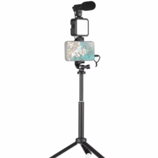 KIT VLOGGING PALO SELFIE LUZ CONTROL BLUETOOTH MICROFONO - 1