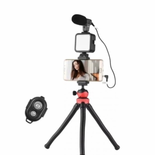 PALO SELFIE Y KIT DE VÍDEO PROFESIONAL PARA SMARTPHONE, SOPORTE DE TRÍPODE DE LUZ LED PARA MICRÓFONO - 1