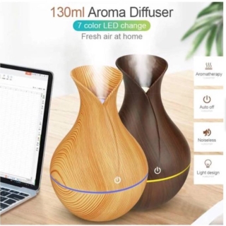 AROMATIZADOR DIFUSOR HUMIDIFICADOR USB 7 LED CAFÉ MADERA - 1