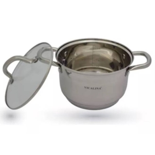 SET DE 3 OLLAS CON 3 TAPAS VIDRIO ACERO INOXI 16 18 20 CM - 1