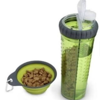 BOTELLA SNACK DUO AGUA Y COMIDA PARA PERROS PLATO - 1