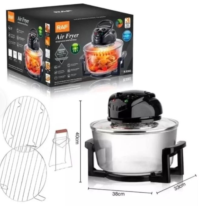 FREIDORA DE AIRE 12L HALOGENA AMTIADHERENTE HORNO AIR FRYER - 6