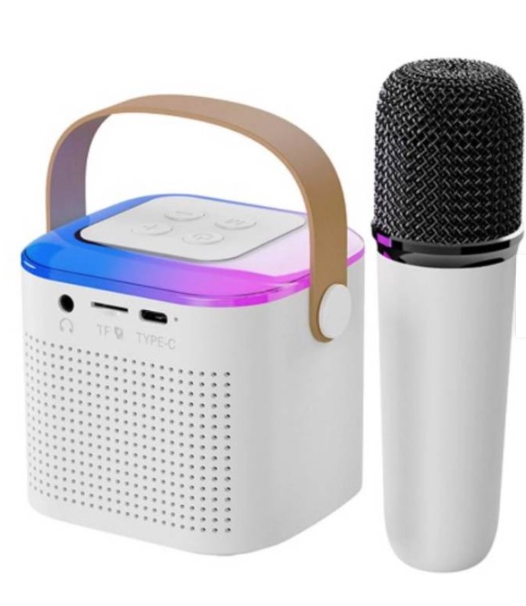 PARLANTE ALTAVOZ CON MICRÓFONO KARAOKE PORTATIL BT - BLANCO - 1