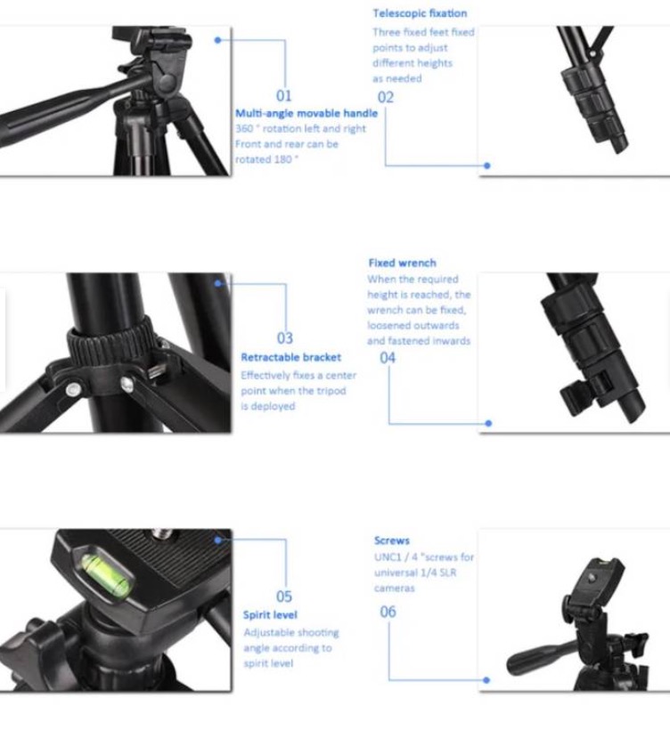 TRÍPODE PARA CAMARA Y CELULAR GENERICO 3120 PROFESIONAL - 3