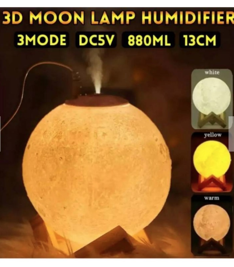 HUMIDIFICADOR LÁMPARA LUNA 3D DIFUSOR AROMA 3 COLORES 800ML - 3