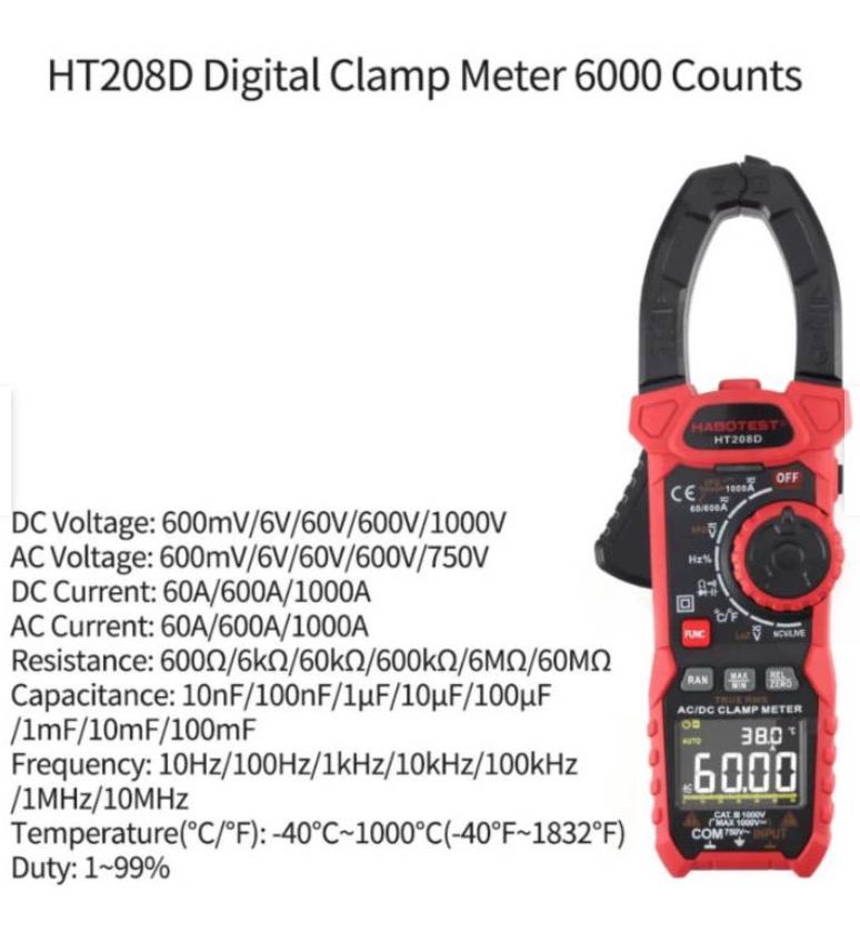 MEDIDOR DE PINZA DIGITAL HT208D CLAMPTESTER - 2