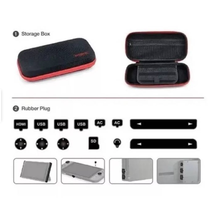 KIT PROTECTOR NINTENDO SWITCH BOLSO LÁMINA GRIP CASE JOY CON - 2