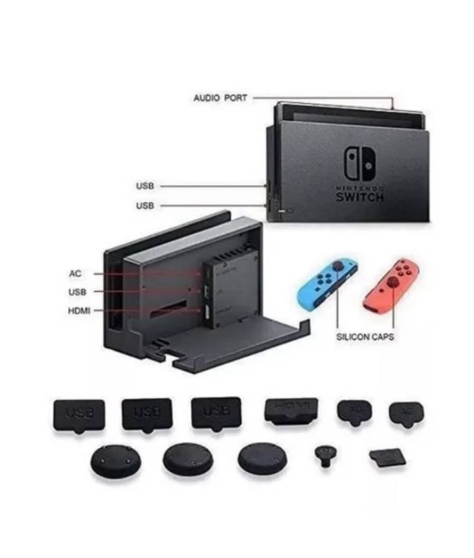 KIT PROTECTOR NINTENDO SWITCH BOLSO LÁMINA GRIP CASE JOY CON - 5
