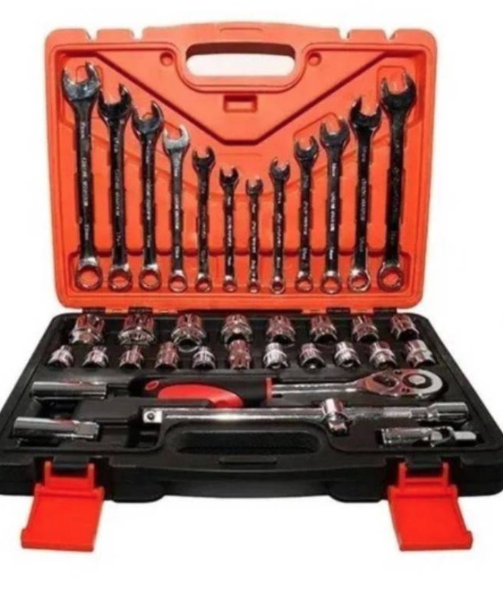 CAJA HERRAMIENTAS 37 PIEZAS DADOS 1/2 LLAVES Y SACA BUJIAS - 4