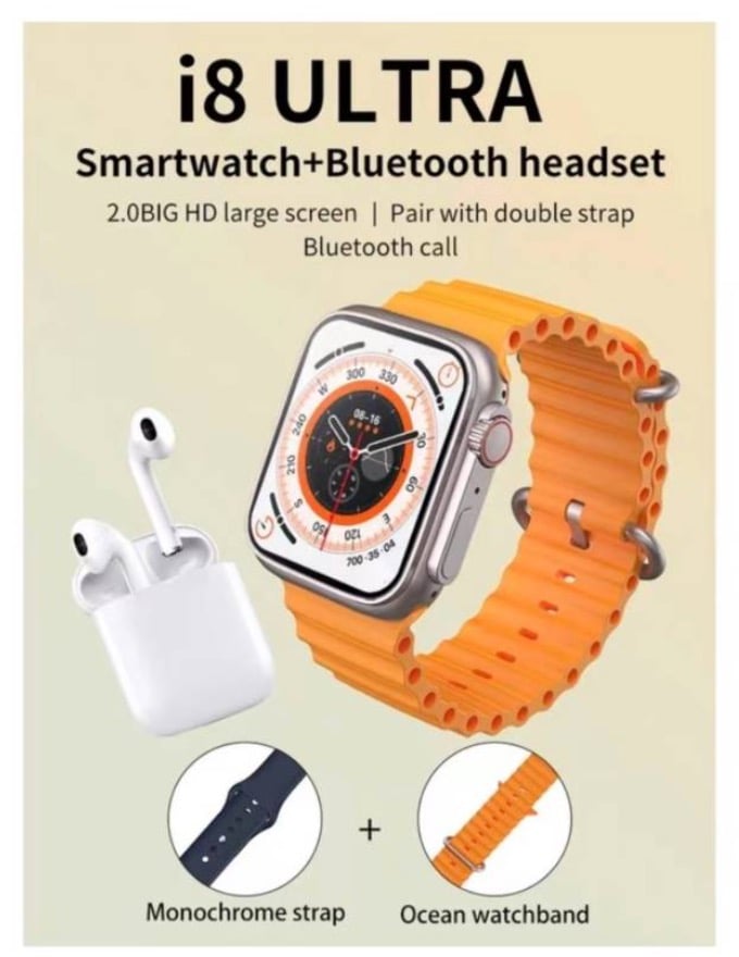 RELOJ WATCH 8 ULTRA SET 2 CORREAS + AUDIFONOS - 1