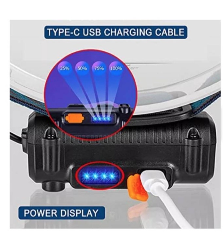 LINTERNA CABEZAL TIPO CINTILLO RECARGABLE LED ALTA POTENCIA - 5