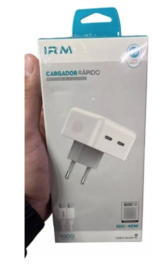 CARGADOR IRM FAST CHARGE SDC40W DOBLE USBC CABLE LIGHTNING - 5