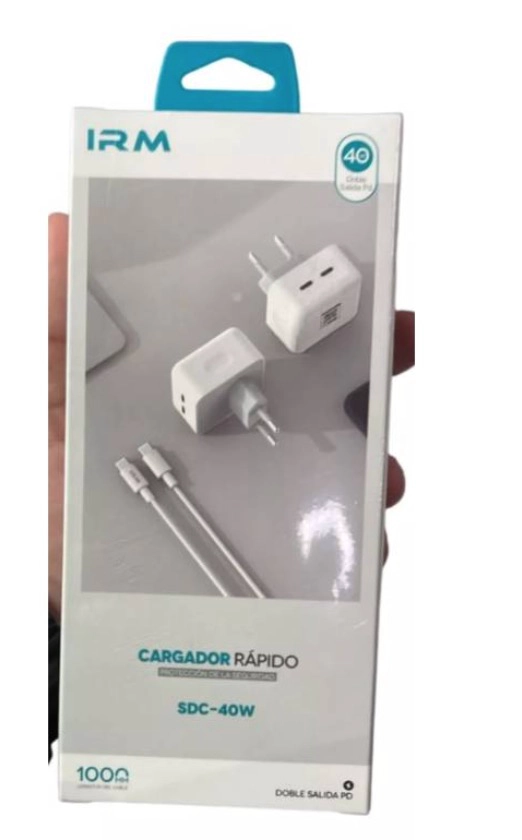 CARGADOR IRM FAST CHARGE SDC40W DOBLE USBC CABLE LIGHTNING - 6