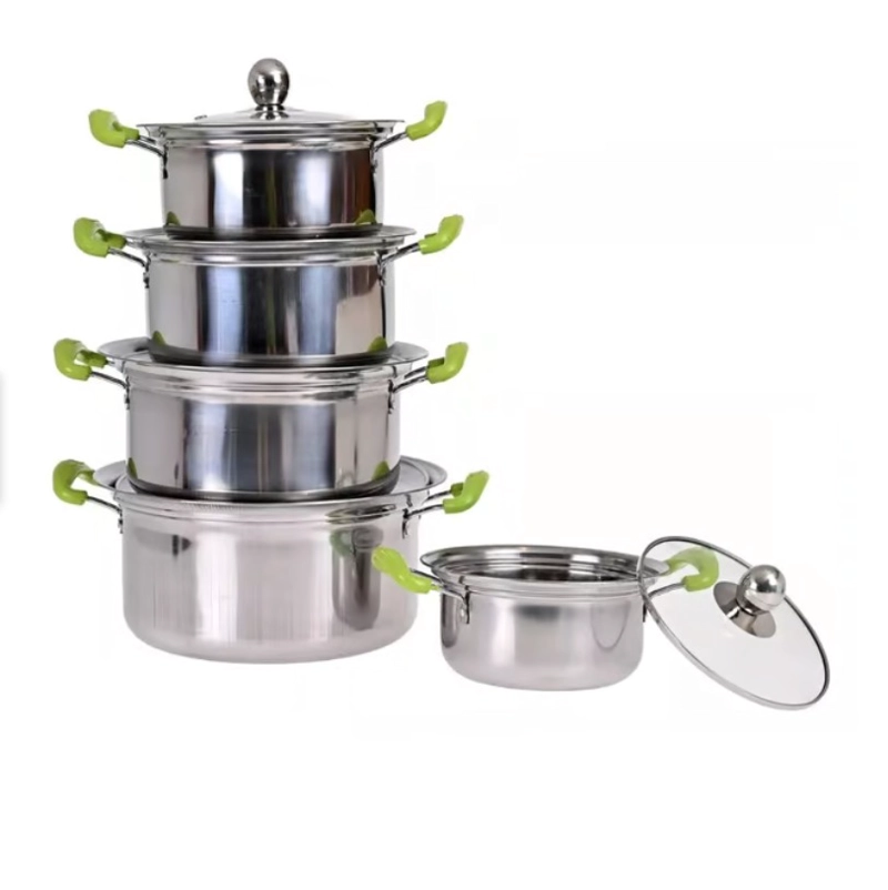 JUEGO DE OLLAS 16-18-20-22-24CM 10P INOX MANILLA VERDE - 3