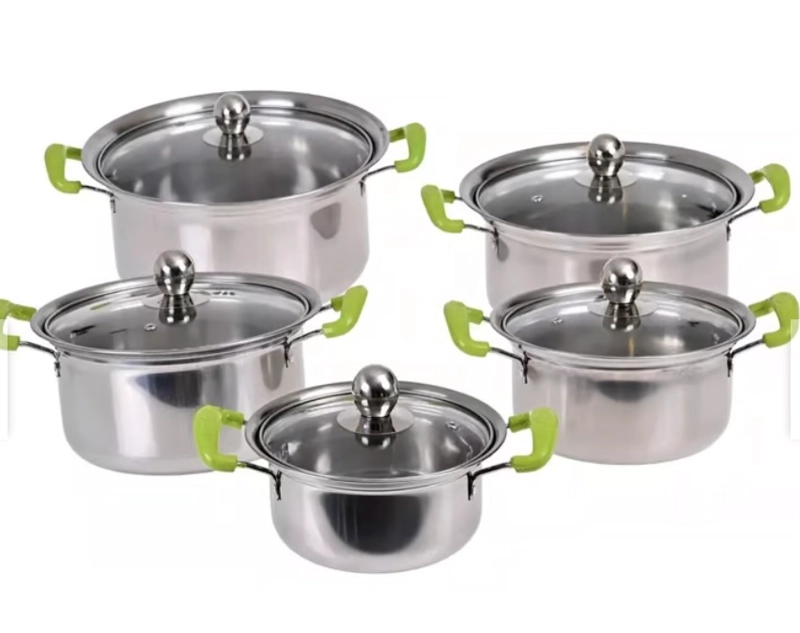 JUEGO DE OLLAS 16-18-20-22-24CM 10P INOX MANILLA VERDE - 4