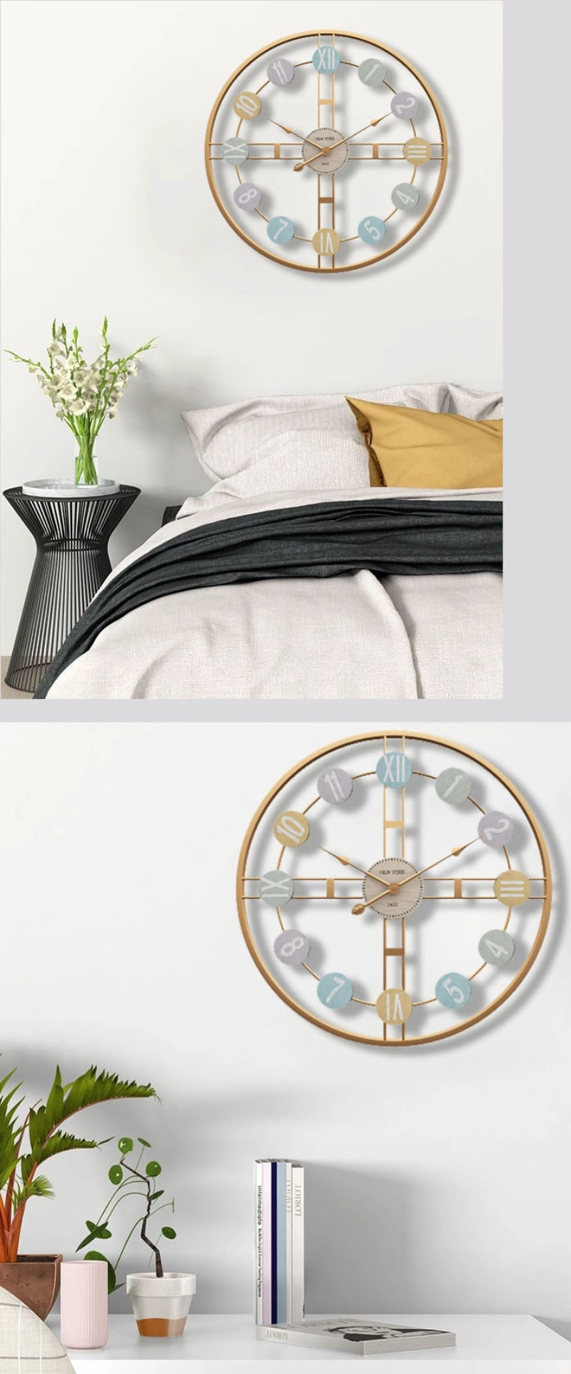 RELOJ MURAL MODERNO DORADO METÁLICO CON NUMEROS - 2