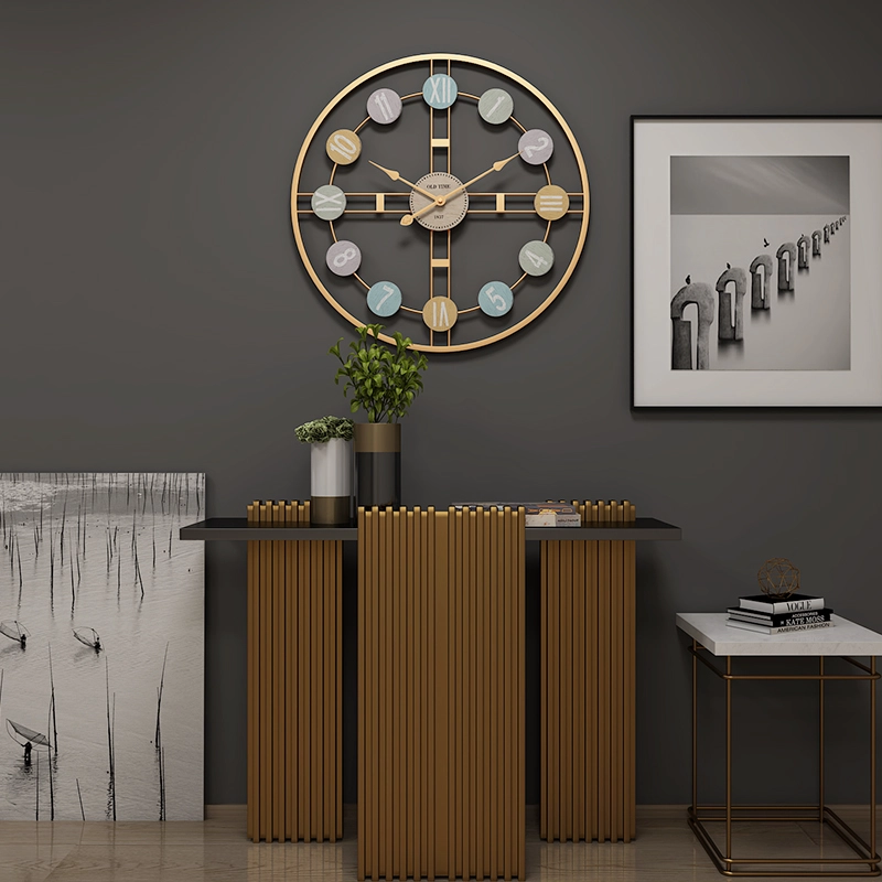 RELOJ MURAL MODERNO DORADO METÁLICO CON NUMEROS - 5