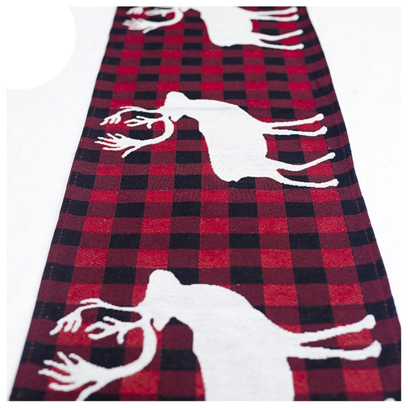 CAMINO DE MESA NAVIDEÑO BORDADO RENO BLANCO CON BORLAS 180 cm x 35 cm - BOHEMIK - 1
