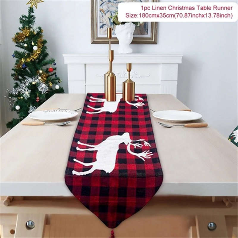 CAMINO DE MESA NAVIDEÑO BORDADO RENO BLANCO CON BORLAS 180 cm x 35 cm - BOHEMIK - 3