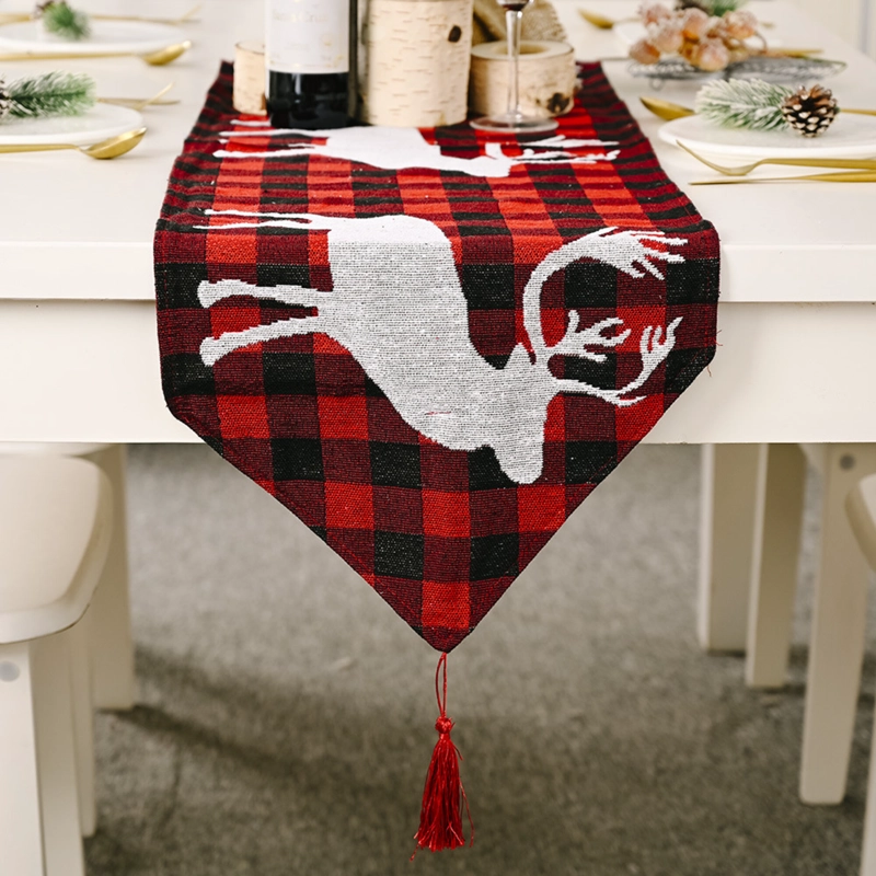 CAMINO DE MESA NAVIDEÑO BORDADO RENO BLANCO CON BORLAS 180 cm x 35 cm - BOHEMIK - 4