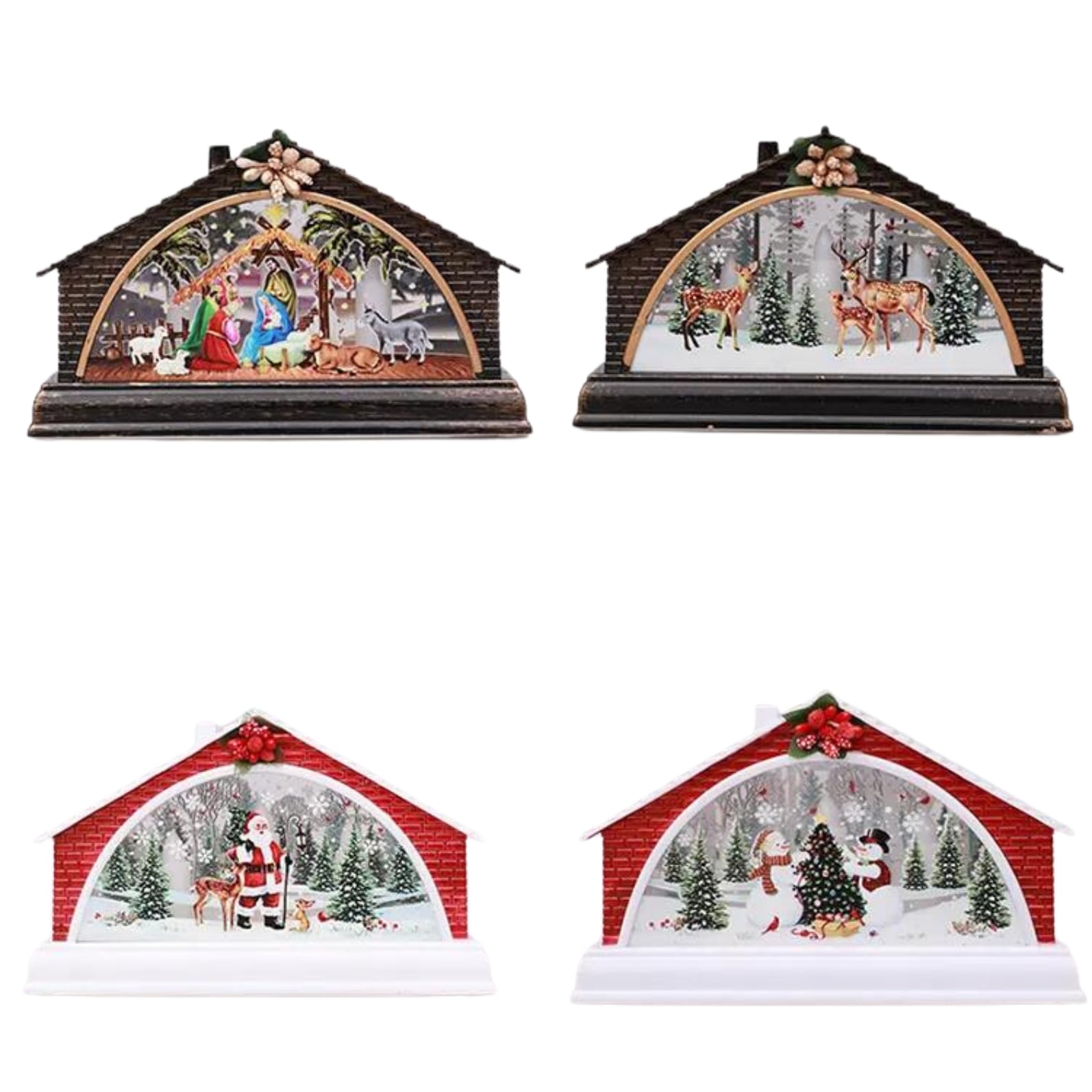 Pack 4 Casas Navideñas Luminosas - 1
