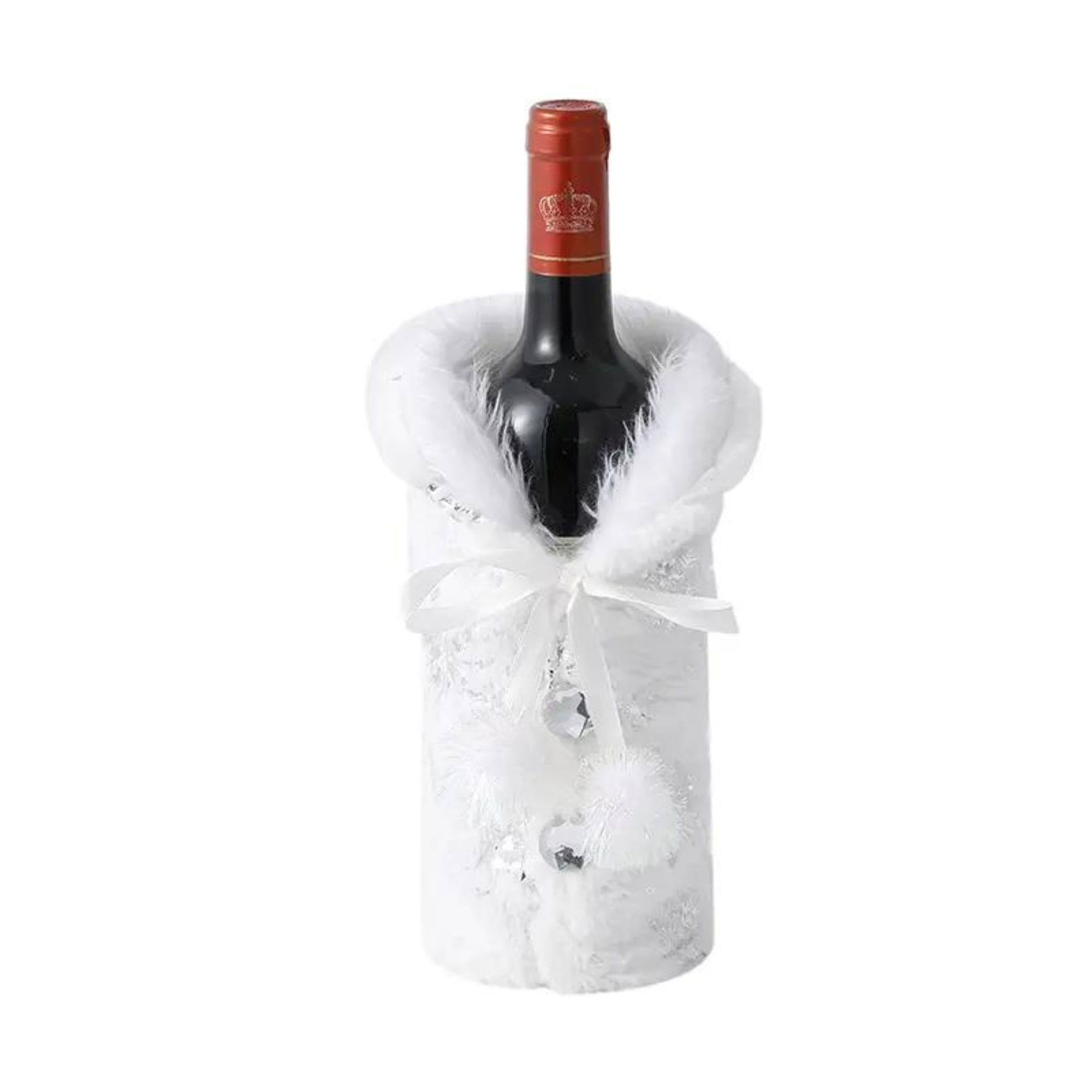 PACK DE 2 CUBRE BOTELLA DE VINO DE NAVIDAD, BLANCA PLATEADA - 2