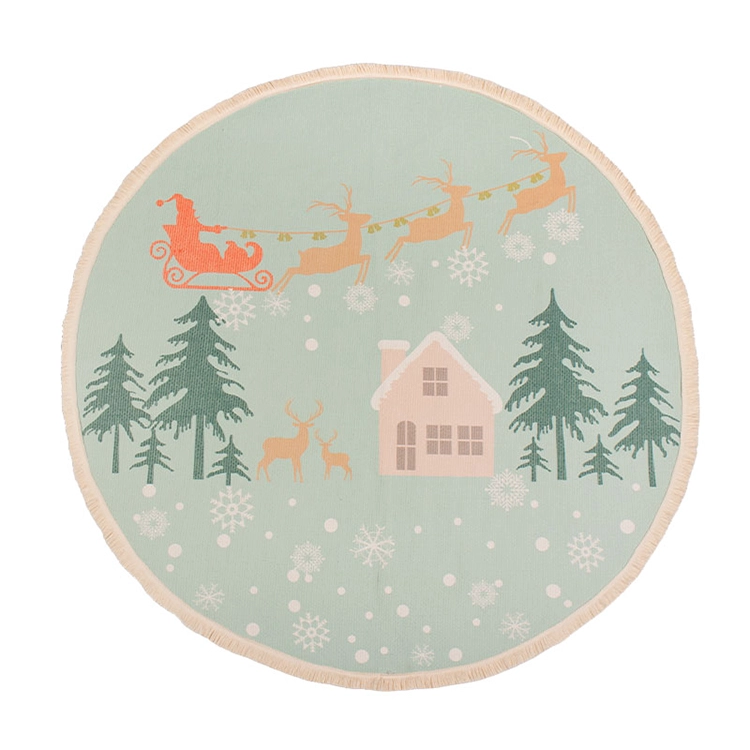 ALFOMBRA BOHEMIK TRINEO PASCUERO NAVIDAD REDONDA 120 X 120 CM - 1