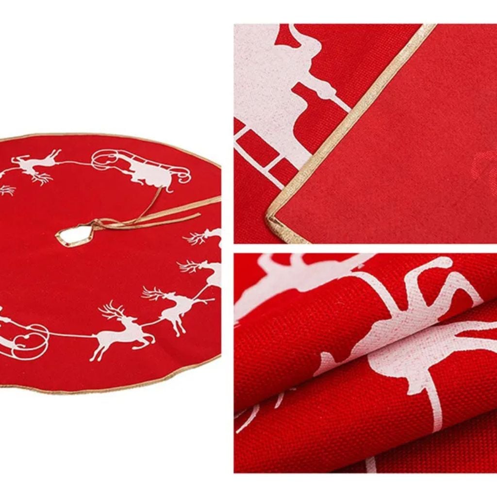 FALDON BOHEMIK RENOS ARBOL NAVIDAD ROJO TRINEOS - 2