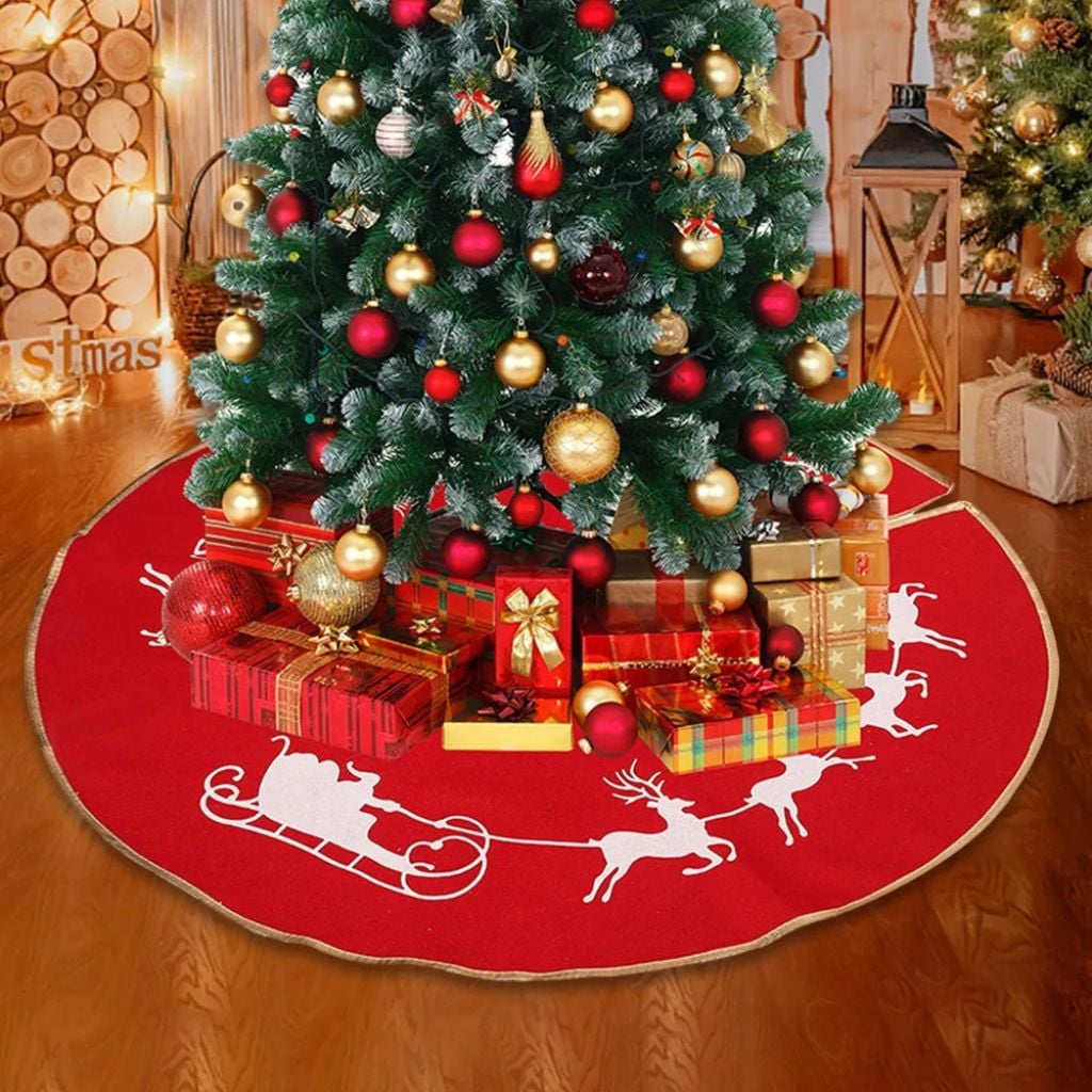 FALDON BOHEMIK RENOS ARBOL NAVIDAD ROJO TRINEOS - 3