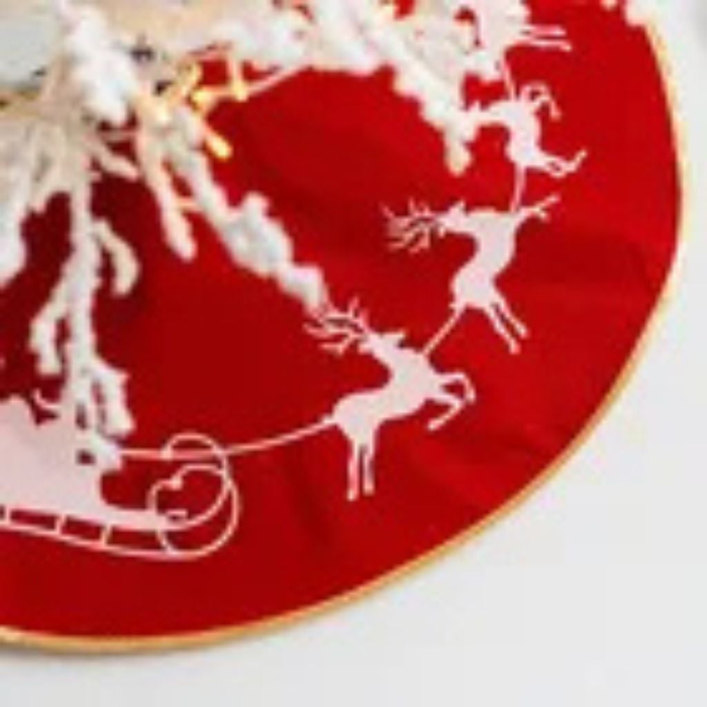 FALDON BOHEMIK RENOS ARBOL NAVIDAD ROJO TRINEOS - 4