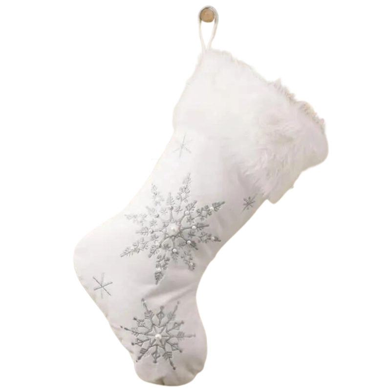 PACK 2 BOTAS NAVIDAD BLANCAS CON COPOS DE NIEVE DORADOS - 2