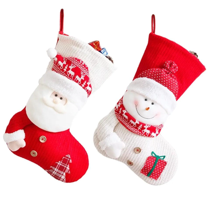 PACK 2 BOTAS NAVIDAD EN TELA TEJIDA de 48 cm - 1