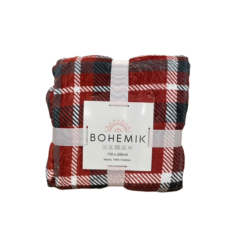 Manta Soft Scottish Red  Calidez y Encanto Clasico 150 cm x 200 cm