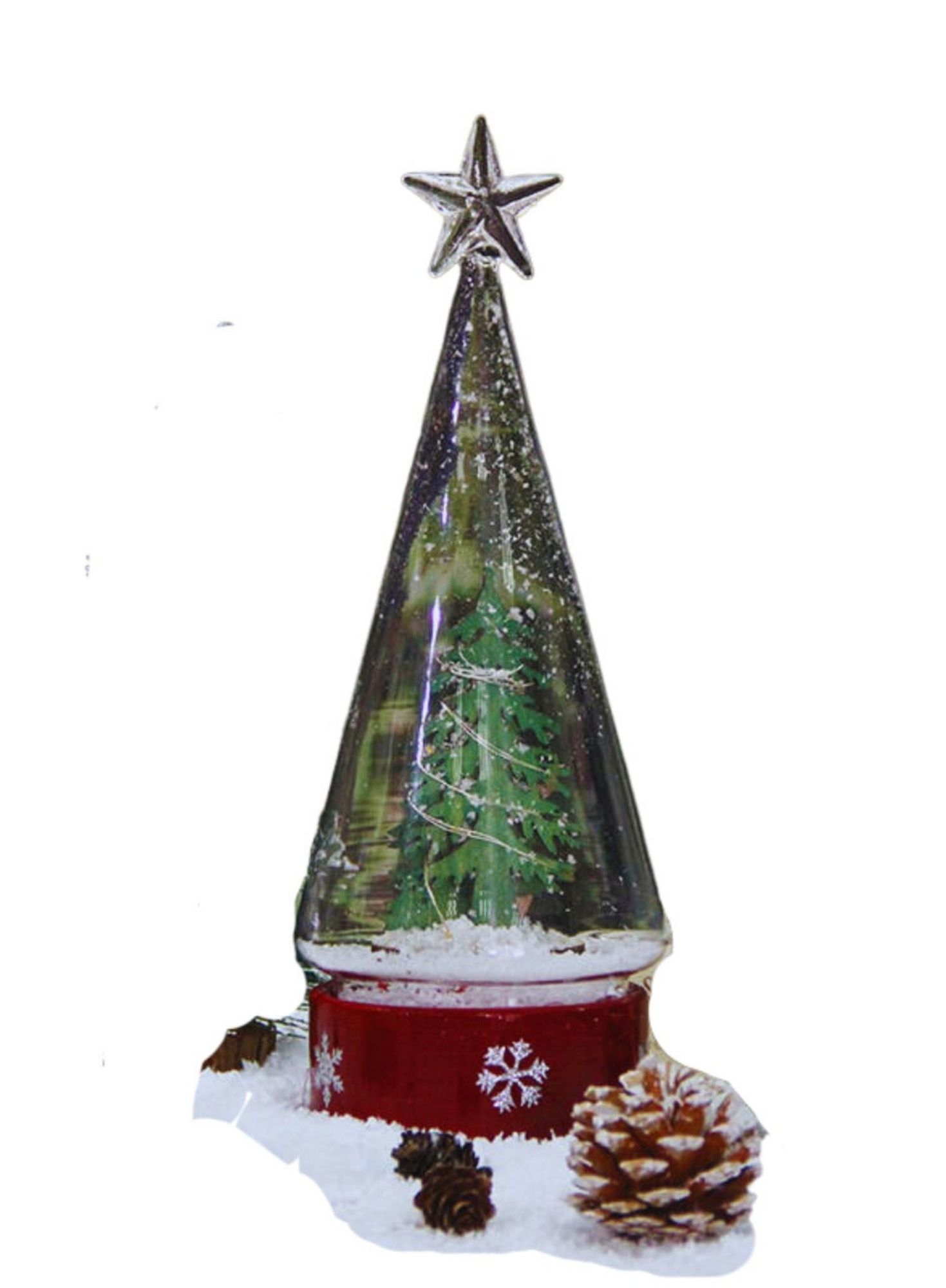 ADORNO NAVIDAD ROJO, LUMINOSO, MUSICAL CON NIEVE EN MOVIMIENTO de 28 cm - 1