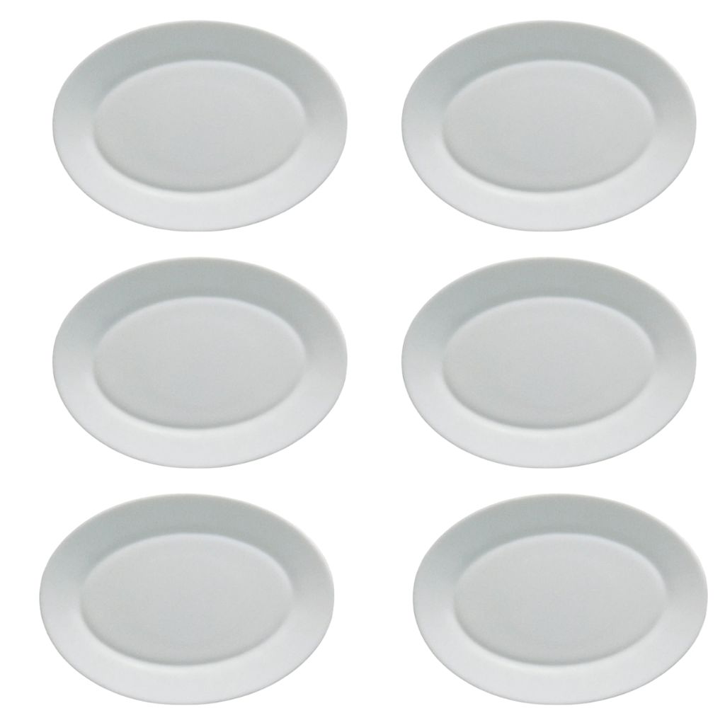 PACK DE 6 PLATOS FUENTE OVALADA VIDRIO TEMPLADO BLANCO 30 CM - 1