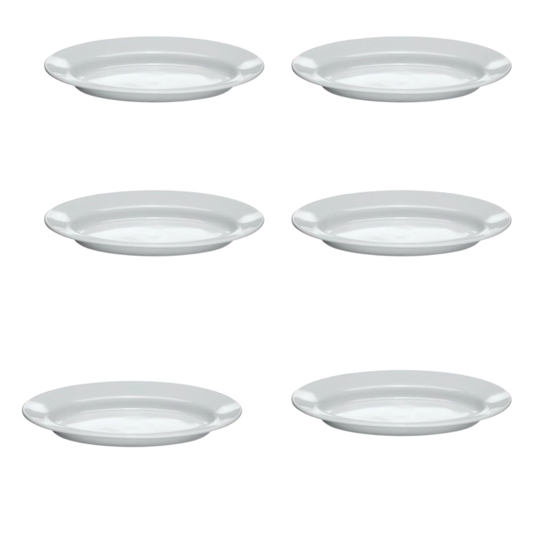 PACK 6 PLATOS FUENTE OVALADO VIDRIO TEMPLADO BLANCO 22 CM - 1