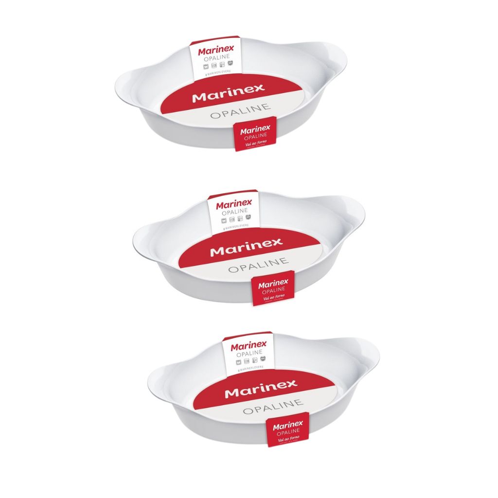 PACK 3 FUENTE ASADERA OPAL OVALADA 0,6 LITROS APTA MICROONDA - 1