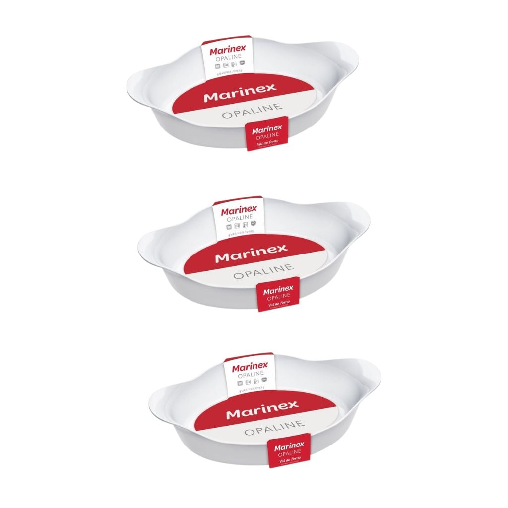 PACK 3 FUENTE ASADERA OPAL OVALADA 1 LITROS APTA MICROONDA - 1