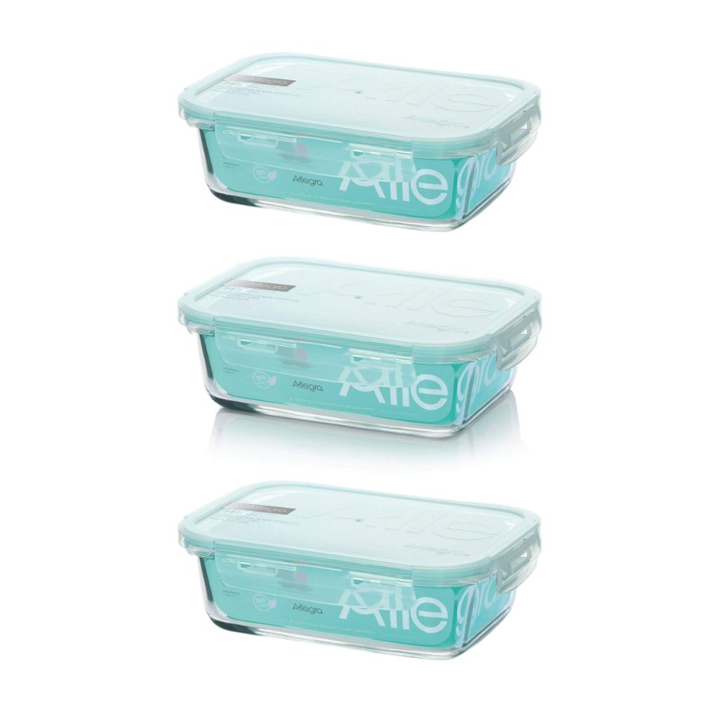 PACK DE 3 CONTENEDORES HERMETICO VIDRIO RECTANGULAR DE 1,5 LITROS ALLEGRA - 1