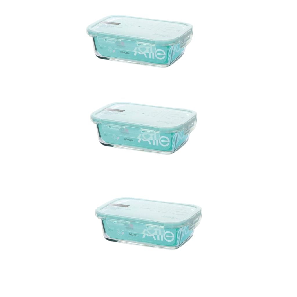 PACK DE 3 CONTENEDORES HERMETICO DE VIDRIO RECTANGULAR 590 ML - 1