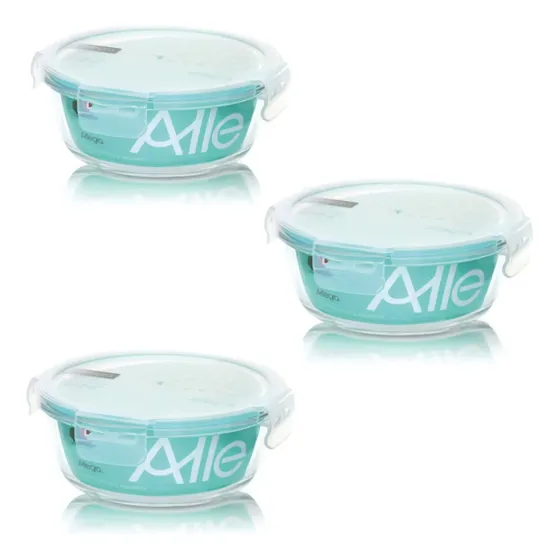 PACK DE 3 CONTENEDORES HERMETICO DE VIDRIO REDONDO 720 ML - 3